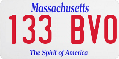 MA license plate 133BV0