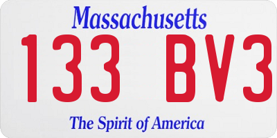 MA license plate 133BV3