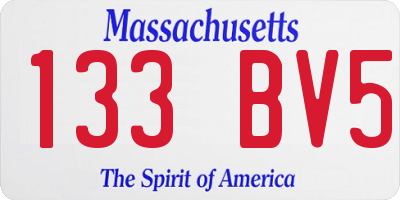 MA license plate 133BV5