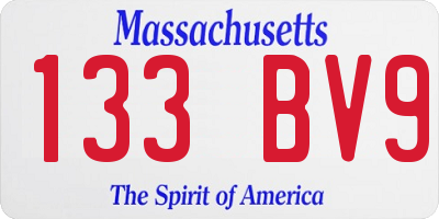 MA license plate 133BV9
