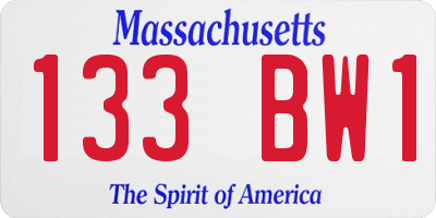 MA license plate 133BW1