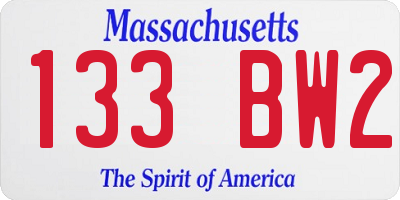 MA license plate 133BW2