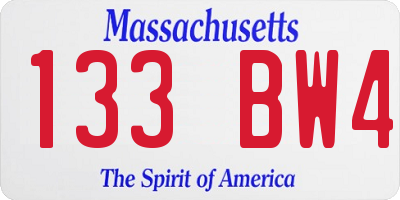 MA license plate 133BW4
