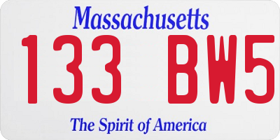 MA license plate 133BW5