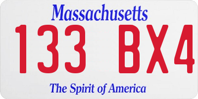 MA license plate 133BX4