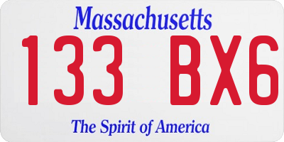 MA license plate 133BX6