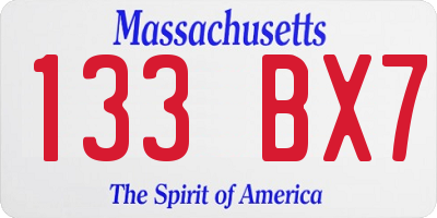 MA license plate 133BX7