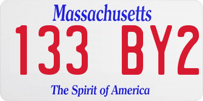 MA license plate 133BY2