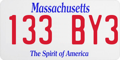 MA license plate 133BY3