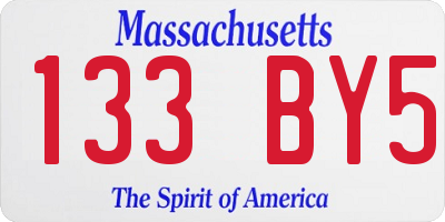 MA license plate 133BY5