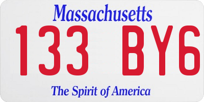 MA license plate 133BY6