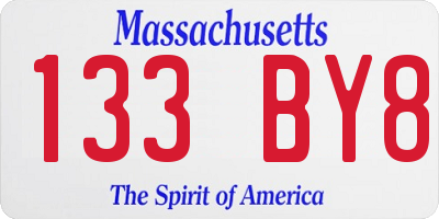 MA license plate 133BY8
