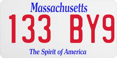 MA license plate 133BY9