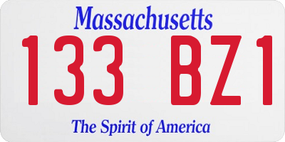 MA license plate 133BZ1
