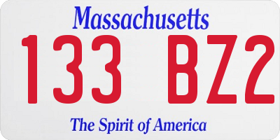 MA license plate 133BZ2