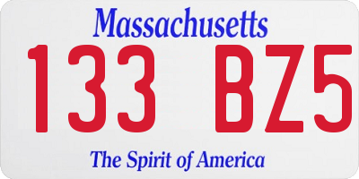 MA license plate 133BZ5