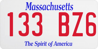 MA license plate 133BZ6
