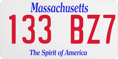 MA license plate 133BZ7