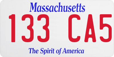 MA license plate 133CA5