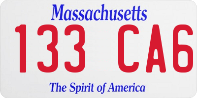 MA license plate 133CA6