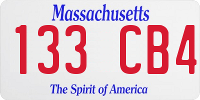 MA license plate 133CB4