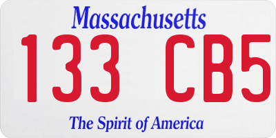 MA license plate 133CB5