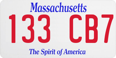 MA license plate 133CB7