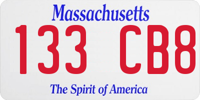 MA license plate 133CB8