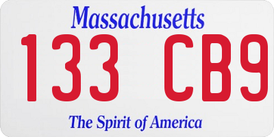 MA license plate 133CB9