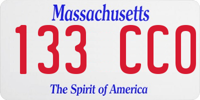 MA license plate 133CC0