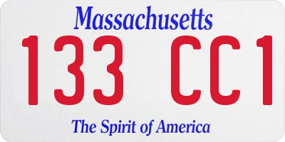 MA license plate 133CC1