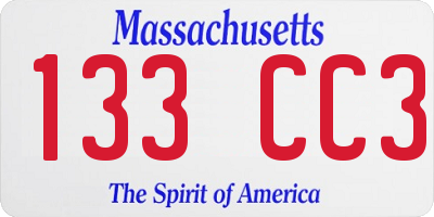MA license plate 133CC3