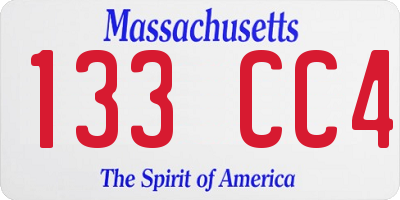 MA license plate 133CC4