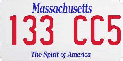 MA license plate 133CC5