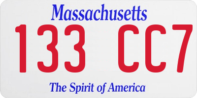 MA license plate 133CC7