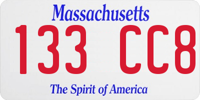 MA license plate 133CC8