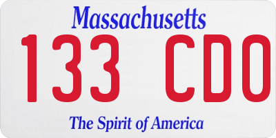 MA license plate 133CD0