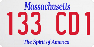 MA license plate 133CD1