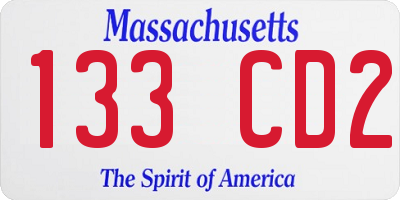 MA license plate 133CD2