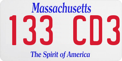 MA license plate 133CD3