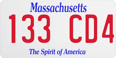MA license plate 133CD4