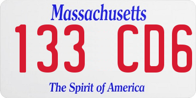 MA license plate 133CD6