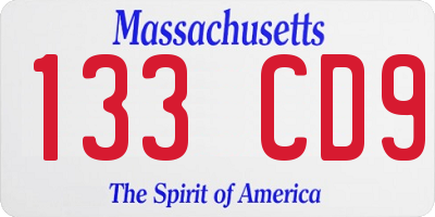 MA license plate 133CD9