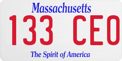 MA license plate 133CE0