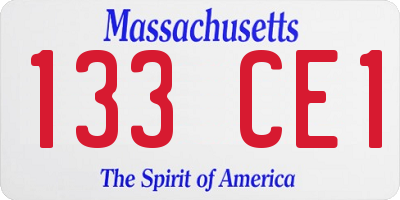MA license plate 133CE1