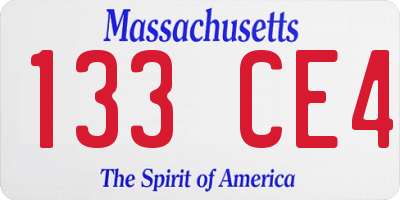 MA license plate 133CE4
