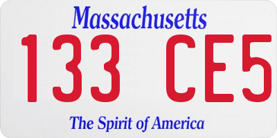 MA license plate 133CE5