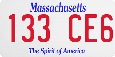 MA license plate 133CE6