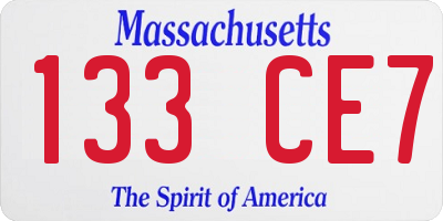 MA license plate 133CE7