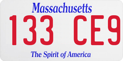 MA license plate 133CE9